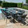 Maze - Outdoor Pebble 8 Seat Rectangle Dining Set With Fire Pit  - Charcoal