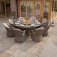 Maze Winchester 8 Seat Round Ice Dining Set With Heritage Chairs & Woven Lazy Susan
