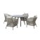 Maze Rope Weave Maldives 4 Seat Round Dining Set - Cool Linen
