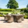 Maze Winchester 6 Seat Round Fire Pit Dining Set With Heritage Chairs and Lazy Susan