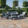 Maze Aluminium Amalfi 3 Seat Sofa Dining Set with Rectangular Fire Pit Table- Grey