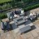 Maze Aluminium Amalfi 3 Seat Sofa Dining Set with Rectangular Fire Pit Table- Grey
