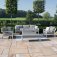Maze Aluminium New York 3 Seat Sofa Dining Set with Fire Pit Table - White