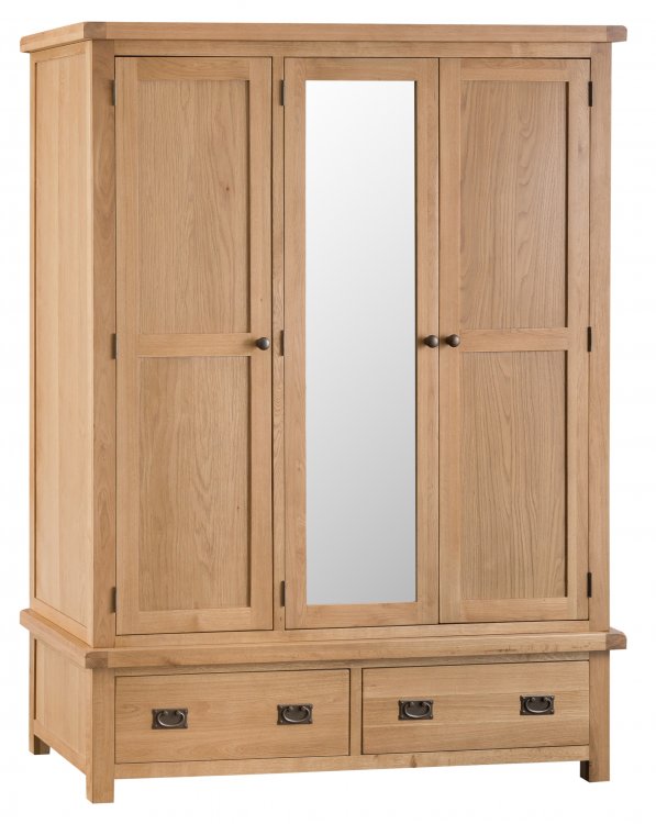 Classic Oakmont Bedroom Triple Wardrobe With Mirror The